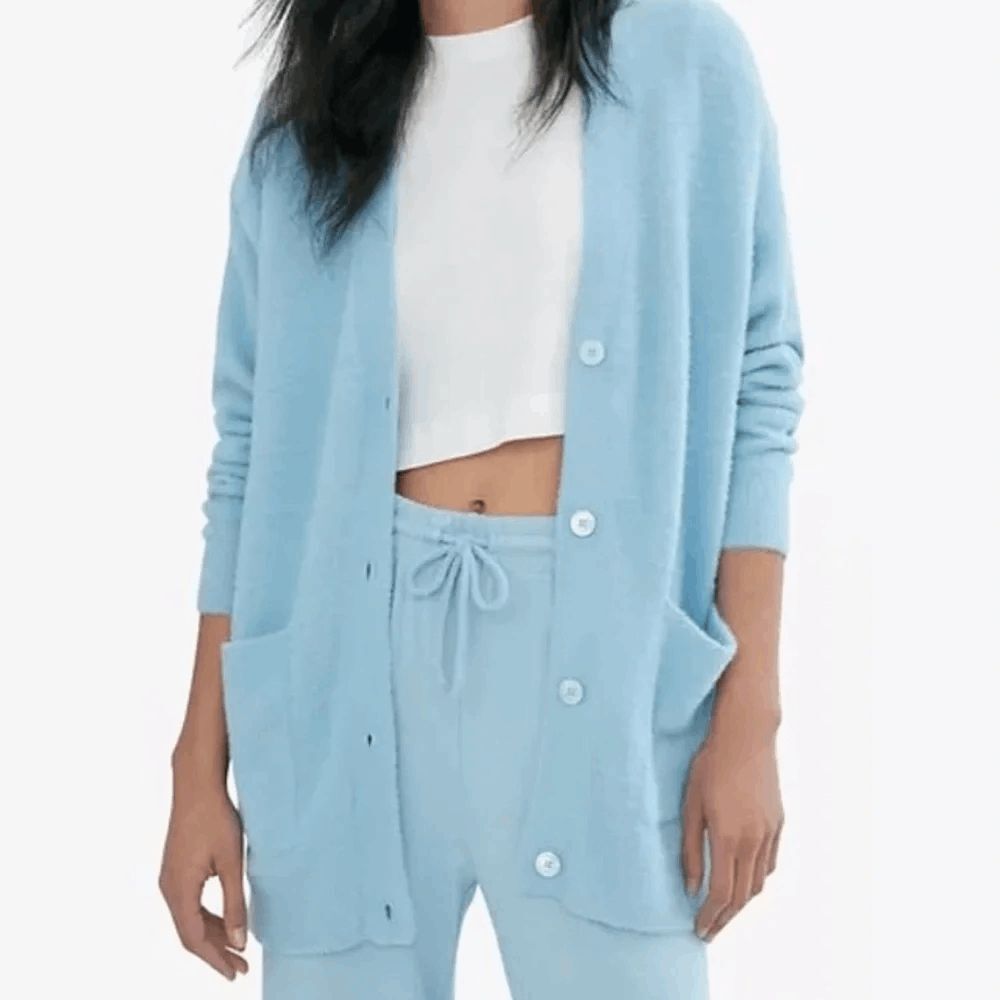 Aritzia Wilfred Free Blue Hush Knit Button Down Cardigan Sweater Women's Small